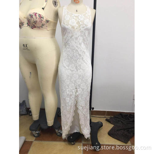 sexy lace embroidery halter backless wedding dress